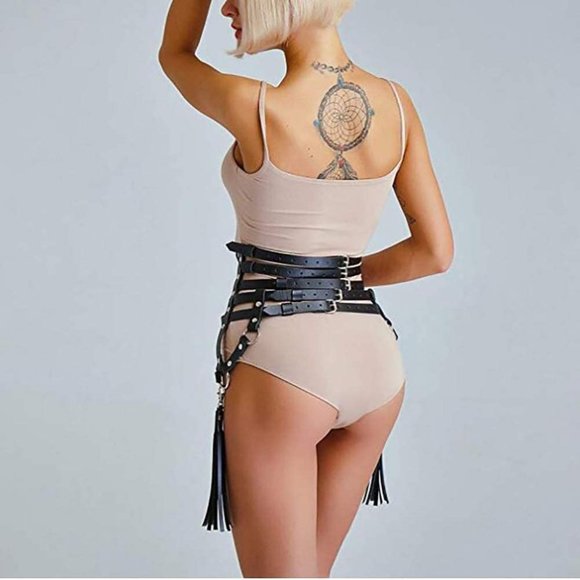 Women’s Leather Waist Belt Rave Body Cage Harness main image 5